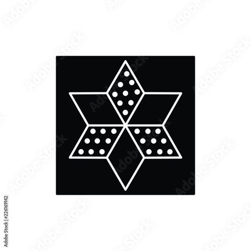 Black & white vector illustration of star quilt pattern. Flat icon of quilting & patchwork geometric design template. Isolated on white background.