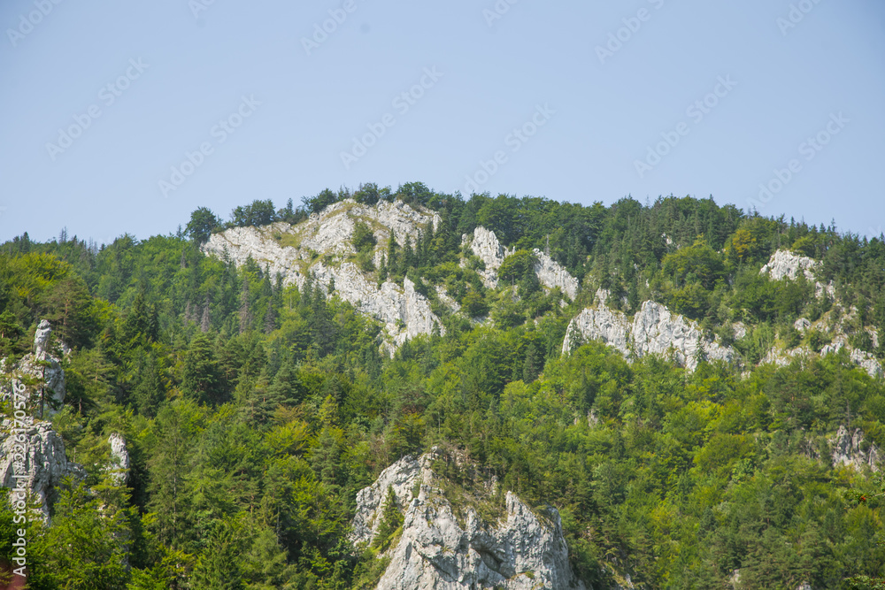 A beautiful landscape of cliffs in forest in Low Tatra region. Sunny day, colorful scenery in Slovakia, Europe. A beautiful landscape of cliffs in forest in Low Tatra region. Sunny day, colorful scenery in Slovakia, Europe.