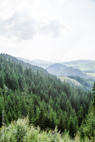 A beautiful mountain landscape in Tatra mountains in Slovakia  Europe. Summer scenery with mountains and forest.