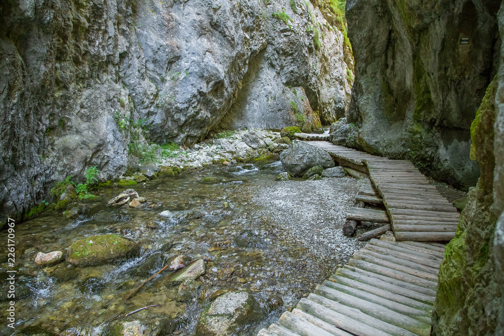 A beautiful hiking trail in Low Tatra region in Slovakia. Walking path in mountains and forest. Summer landscape. A beautiful hiking trail in Low Tatra region in Slovakia. Walking path in mountains and forest. Summer landscape.