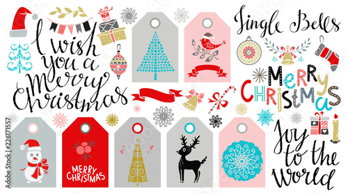 Christmas icons, tags, patches, stickers, labels