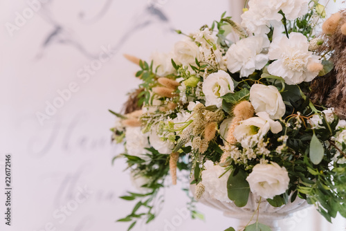 Decoration of a stylish beautiful wedding with flowers