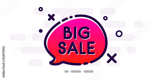 Big sale promo poster with pink speech bubble.