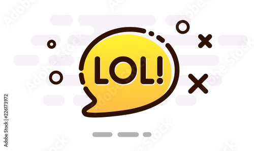 Yellow gradient speech bubble with Lol sign.