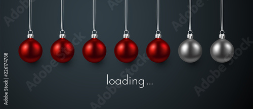 Loading Christmas or New Year poster with red Christmas balls.