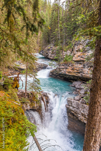 View at the Johnston creek in Johnston Canyon of Banff National Park in Canadian Rocky Mountains - Canada