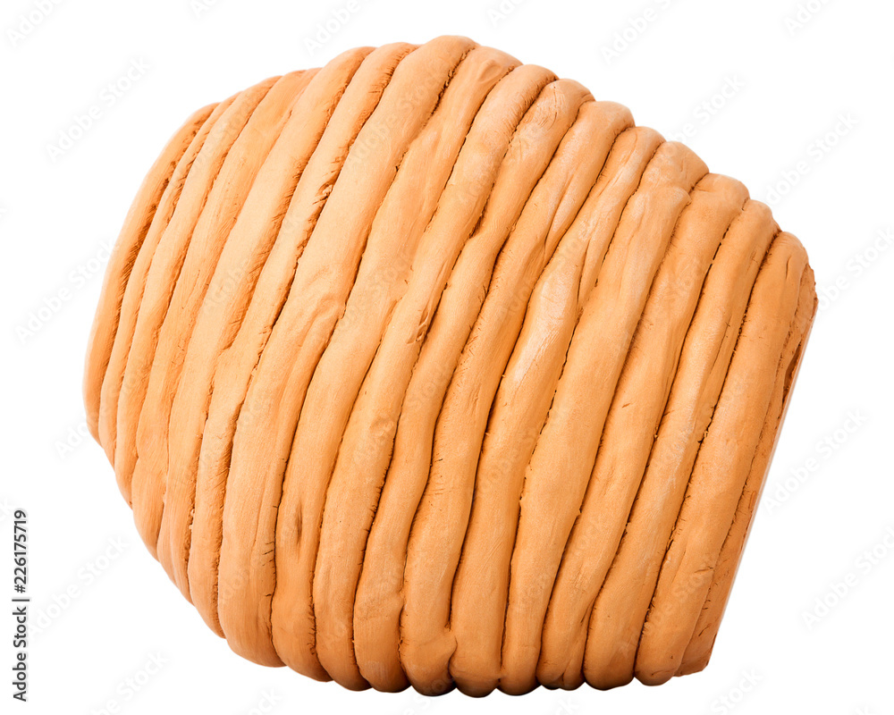 Unglazed coiled pottery pot made of red clay