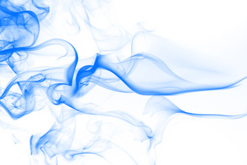 Beautiful blue smoke abstract on white background