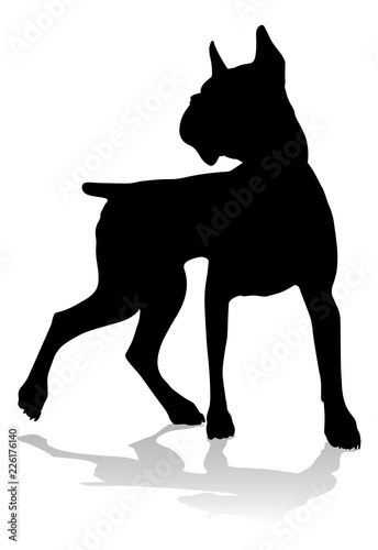 A detailed animal silhouette of a pet dog