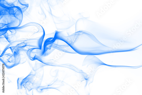 Beautiful blue smoke abstract on white background