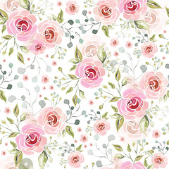 Fototapete Rosenmuster Rosa Rosenblüten dekoratives Florales Muster  © Abdul Qaiyoom