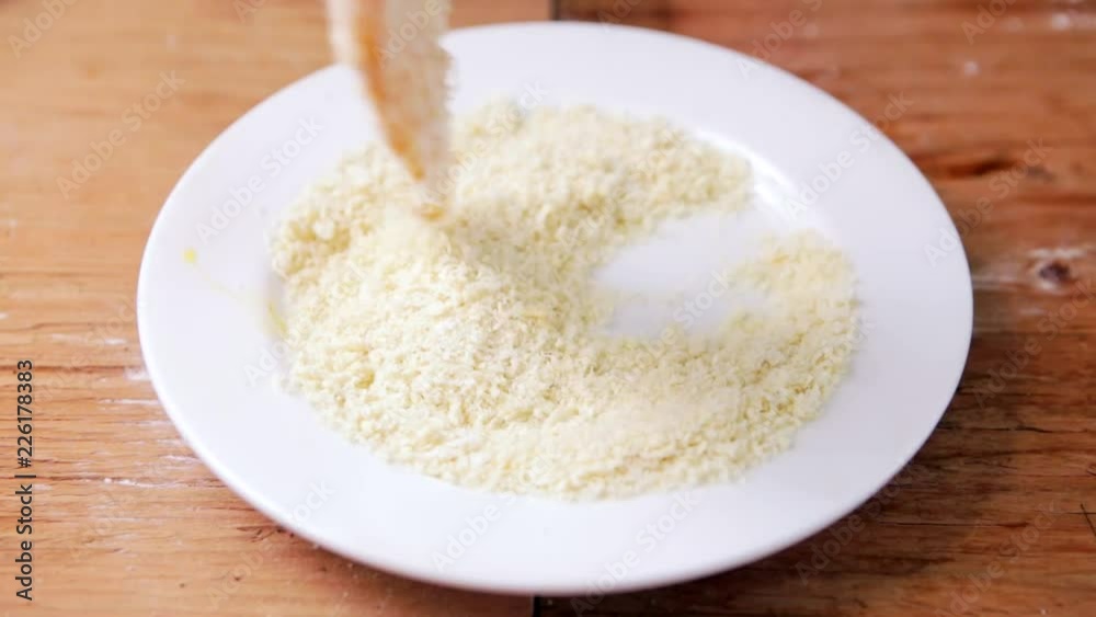 Chicken fillet dipped in egg and coated with breadcrumbs. How to make