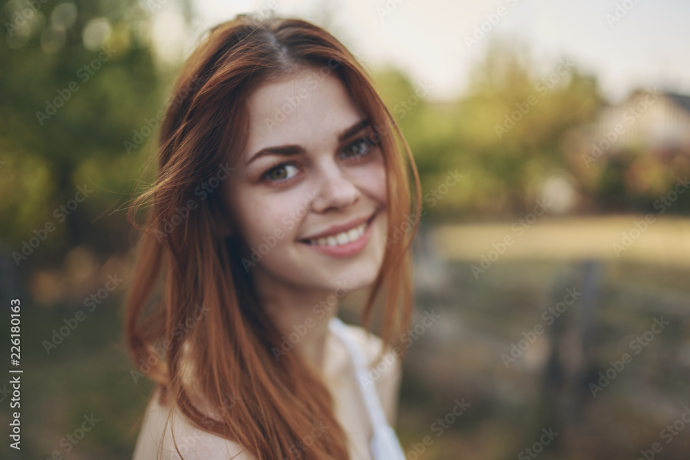 happy woman in village portrait