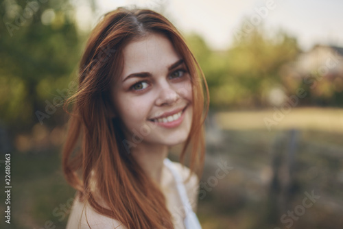 happy woman in village portrait