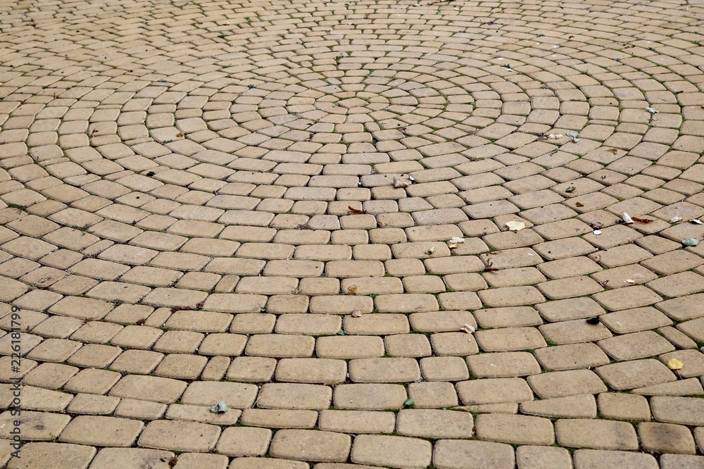 Stone sidewalk in the park.
