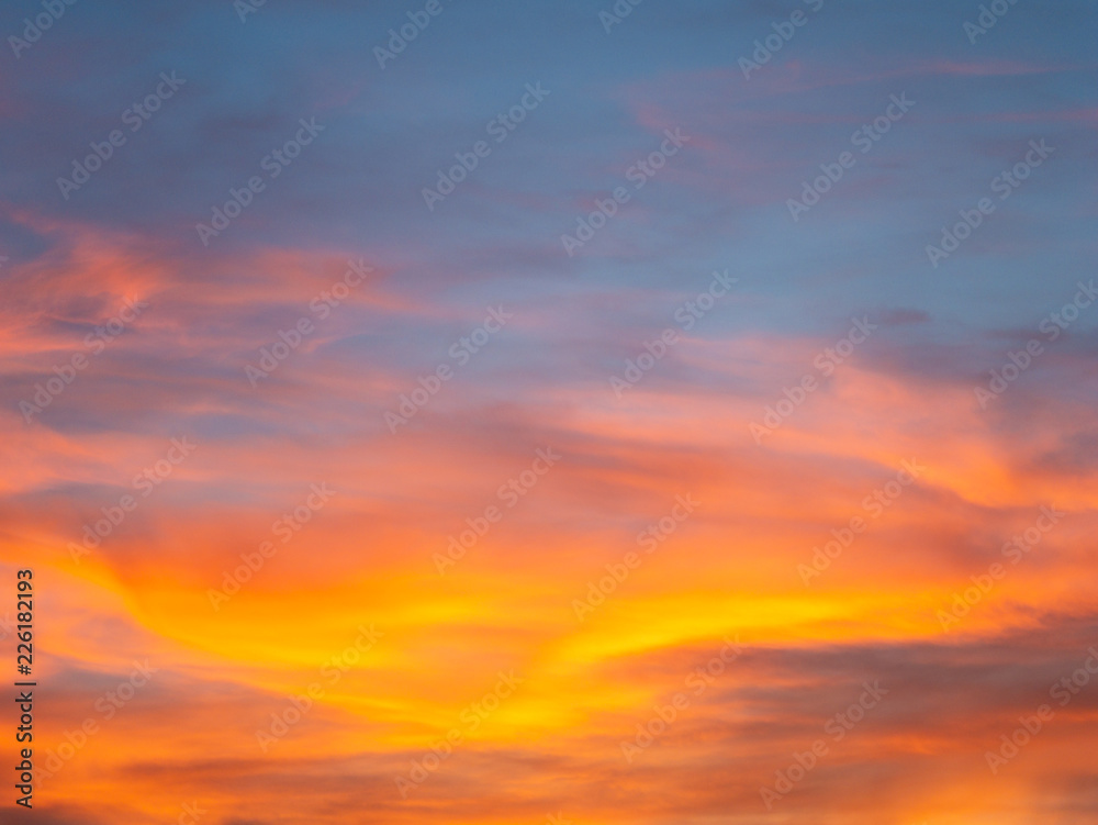 Image of beautiful sunset with colorful clouds
