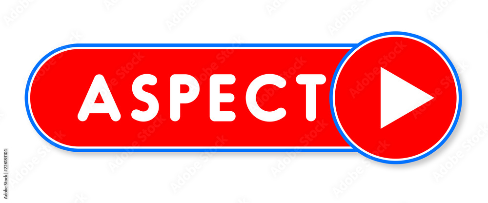 Aspect - white text written on a red banner on white background Aspect - white text written on a red banner on white background