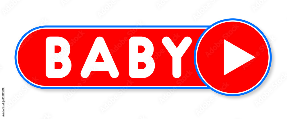 Baby - white text written on a red banner on white background Baby - white text written on a red banner on white background