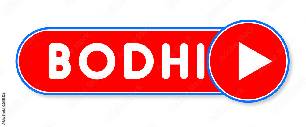 Bodhi - white text written on a red banner on white background