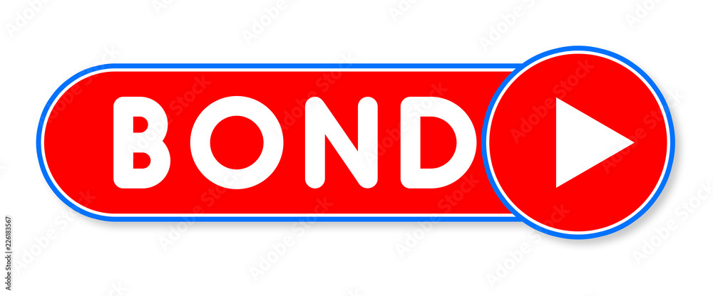 Bond - white text written on a red banner on white background Bond - white text written on a red banner on white background