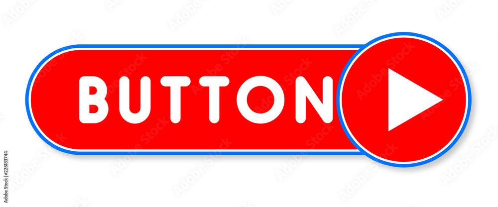 Button - white text written on a red banner on white background Button - white text written on a red banner on white background