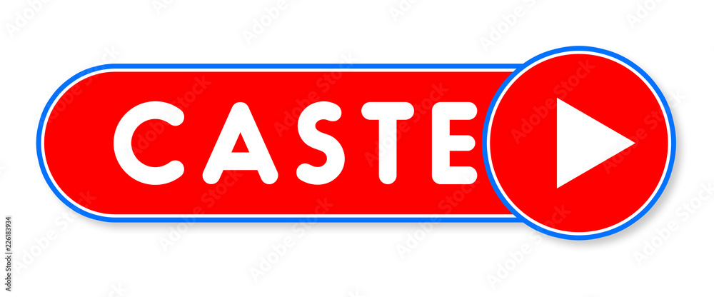 Caste - white text written on a red banner on white background