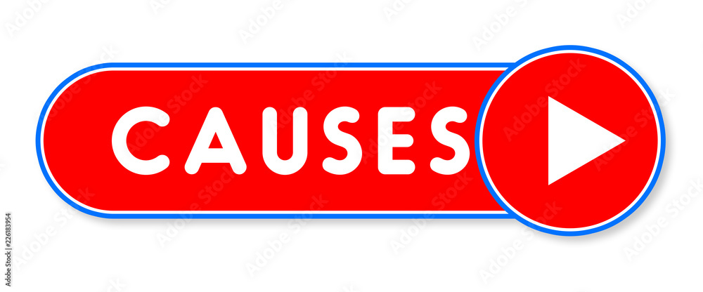 Causes - white text written on a red banner on white background Causes - white text written on a red banner on white background