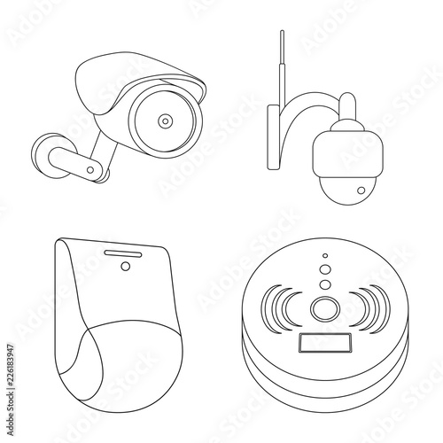 Vector illustration of cctv and camera symbol. Set of cctv and system stock vector illustration.