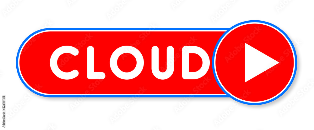 Cloud - white text written on a red banner on white background Cloud - white text written on a red banner on white background