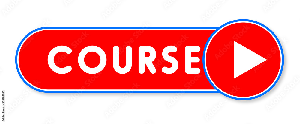 Course - white text written on a red banner on white background Course - white text written on a red banner on white background