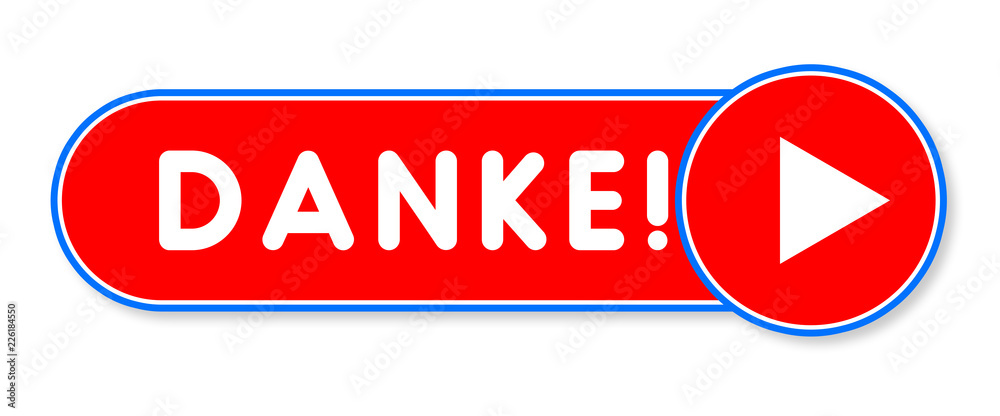 Danke! - white text written on a red banner on white background Danke! - white text written on a red banner on white background