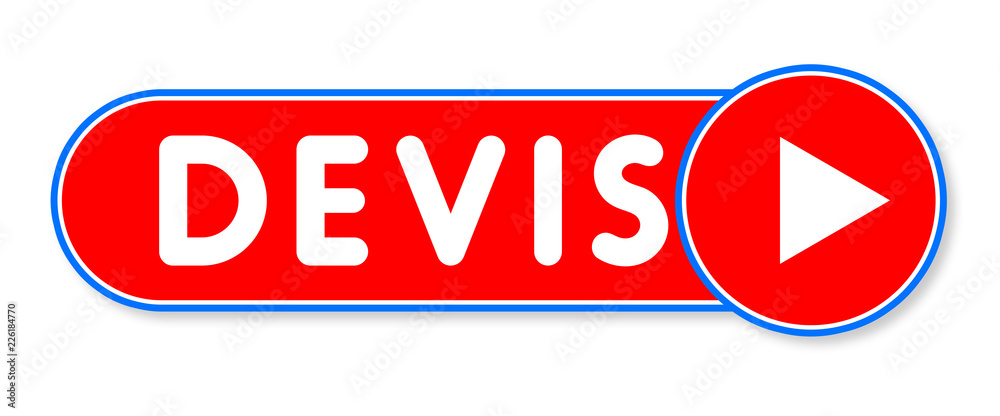 Devis - white text written on a red banner on white background Devis - white text written on a red banner on white background
