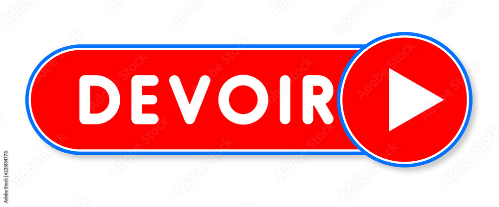 Devoir - white text written on a red banner on white background Devoir - white text written on a red banner on white background