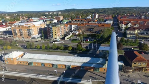 Drone footage over a small city
Town: Ludvika, Dalarna, Sweden photo