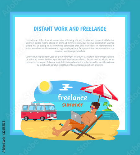 Distant Work and Freelance Poster Freelancer Man