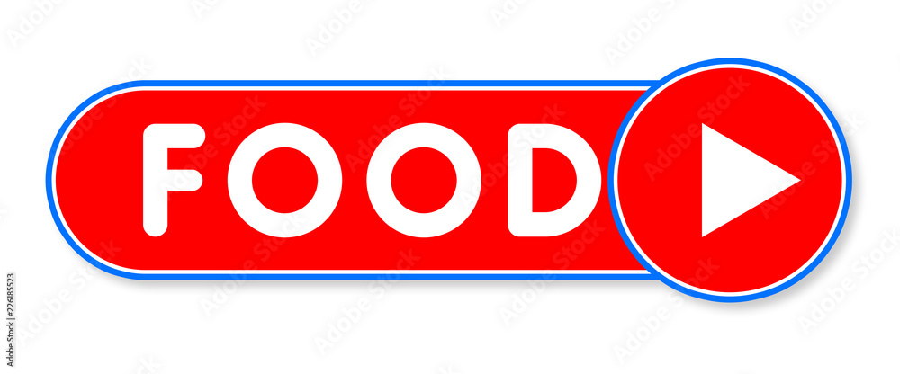 Food - white text written on a red banner on white background Food - white text written on a red banner on white background