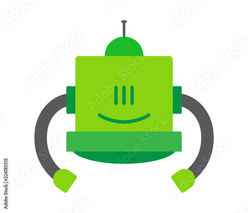 Robot with Intellect Closeup Vector Illustration