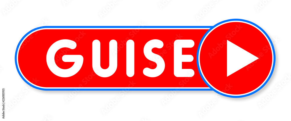 Guise - white text written on a red banner on white background Guise - white text written on a red banner on white background
