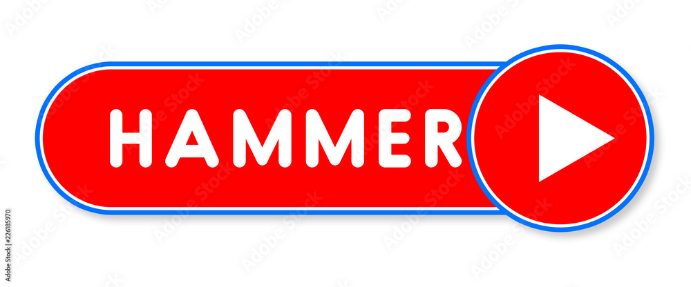 Hammer - white text written on a red banner on white background