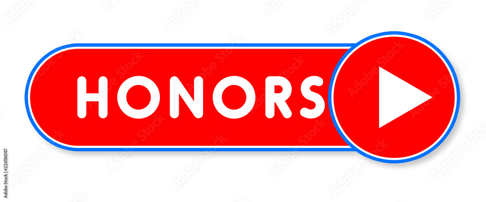 Honors - white text written on a red banner on white background Honors - white text written on a red banner on white background
