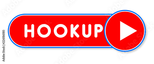 Foto Hookup - white text written on a red banner on white background