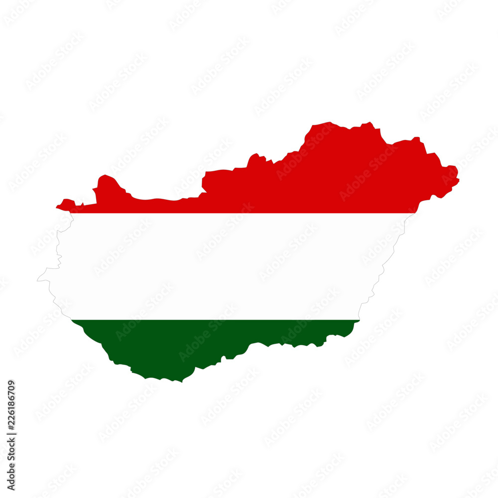 Obraz premium Map country wilh flag of Hungary