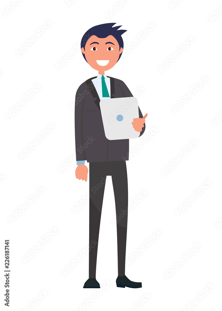 Self-Confident Man in Elegant Suit Vector Illustration