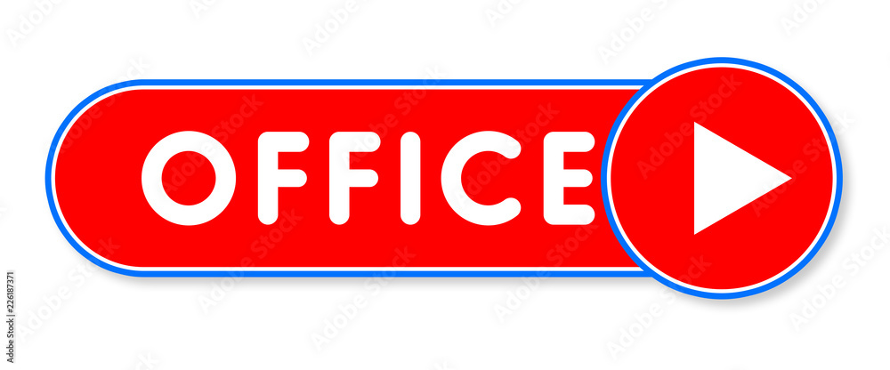 Office - white text written on a red banner on white background Office - white text written on a red banner on white background