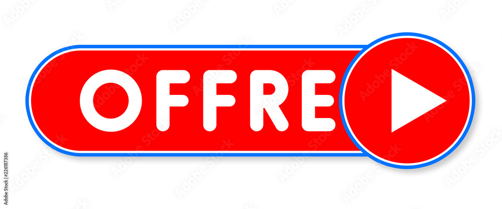 Offre - white text written on a red banner on white background Offre - white text written on a red banner on white background