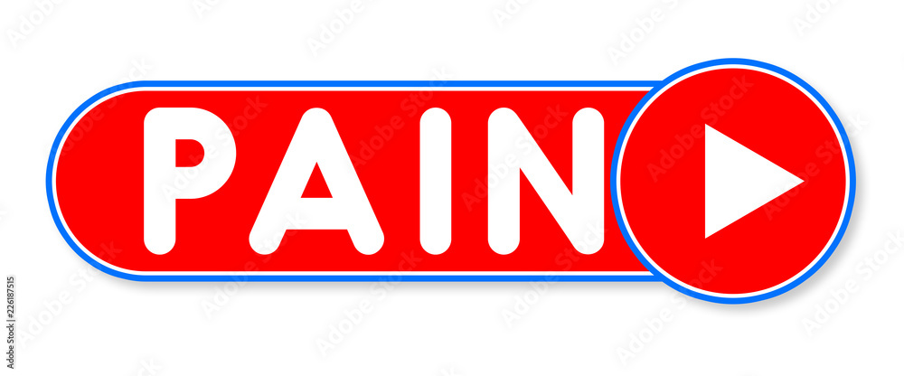 Pain - white text written on a red banner on white background Pain - white text written on a red banner on white background