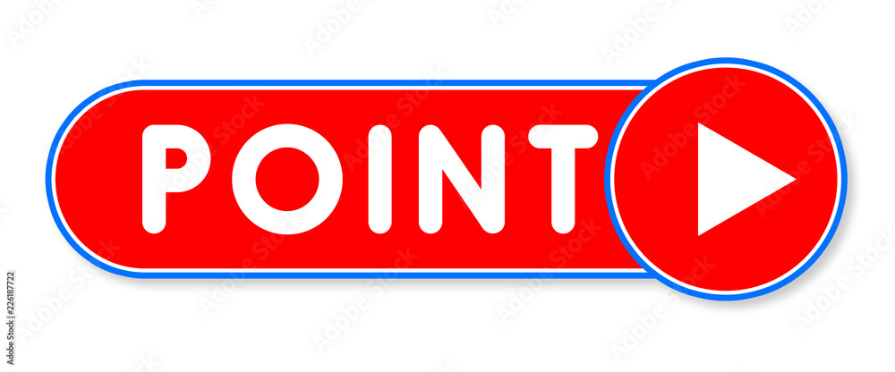 Point - white text written on a red banner on white background Point - white text written on a red banner on white background