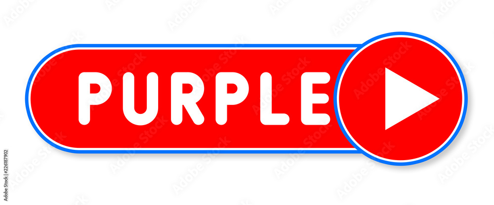 Purple - white text written on a red banner on white background Purple - white text written on a red banner on white background
