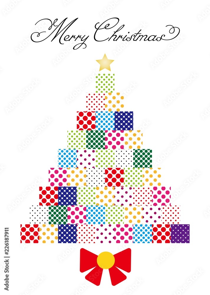 四角いプレゼントで作られたシンプルなクリスマスツリー 四角いプレゼントで作られたシンプルなクリスマスツリー