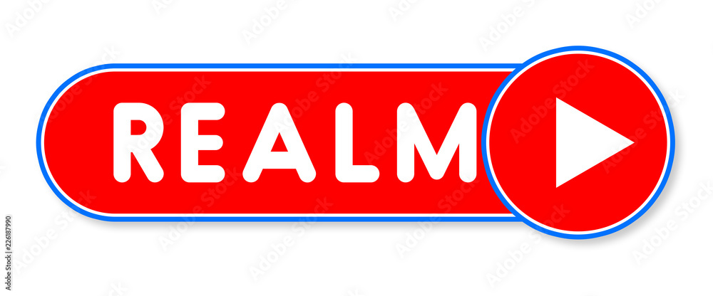 Realm - white text written on a red banner on white background Realm - white text written on a red banner on white background